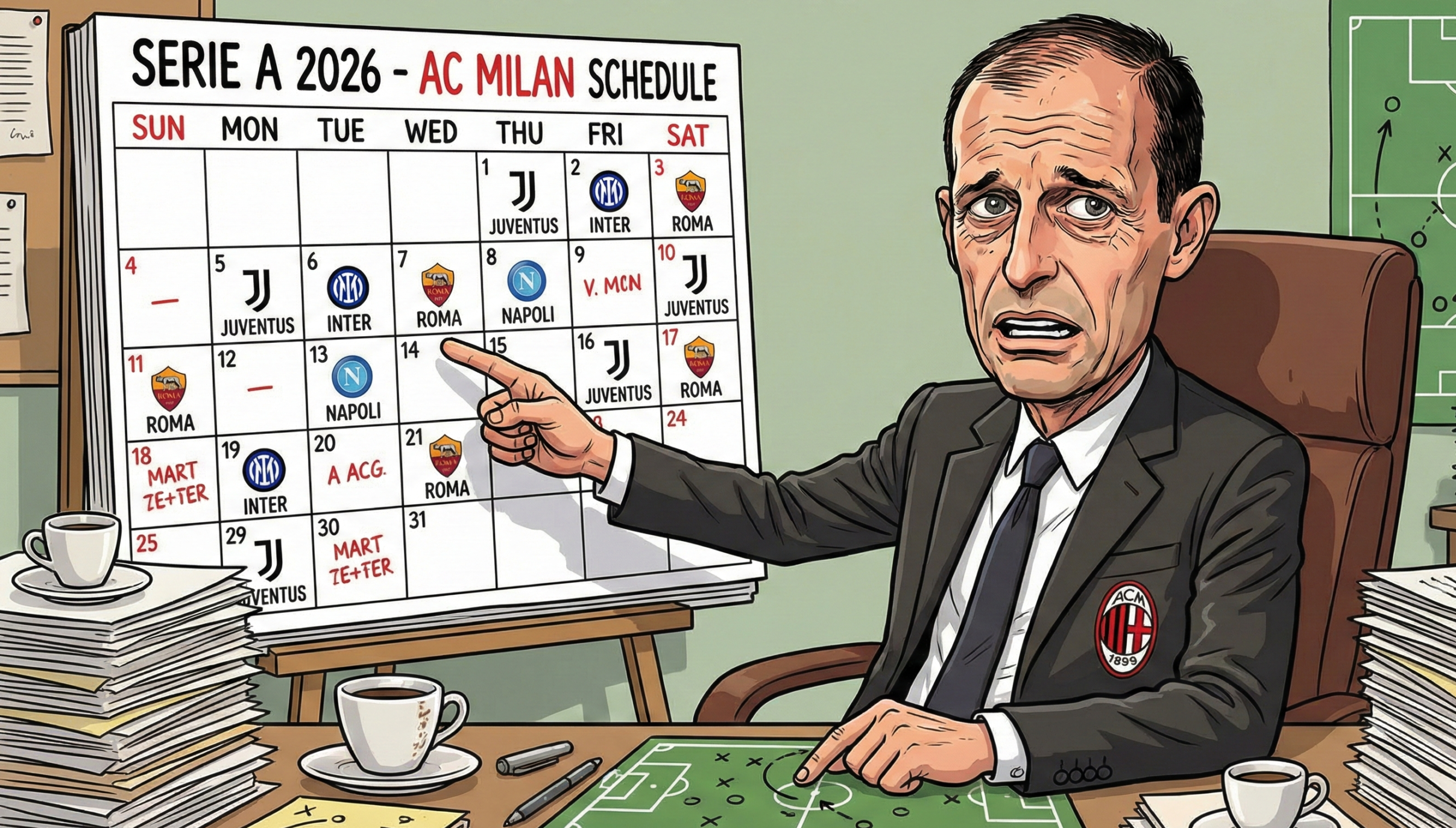 Massimiliano Allegri, Jadwal AC Milan